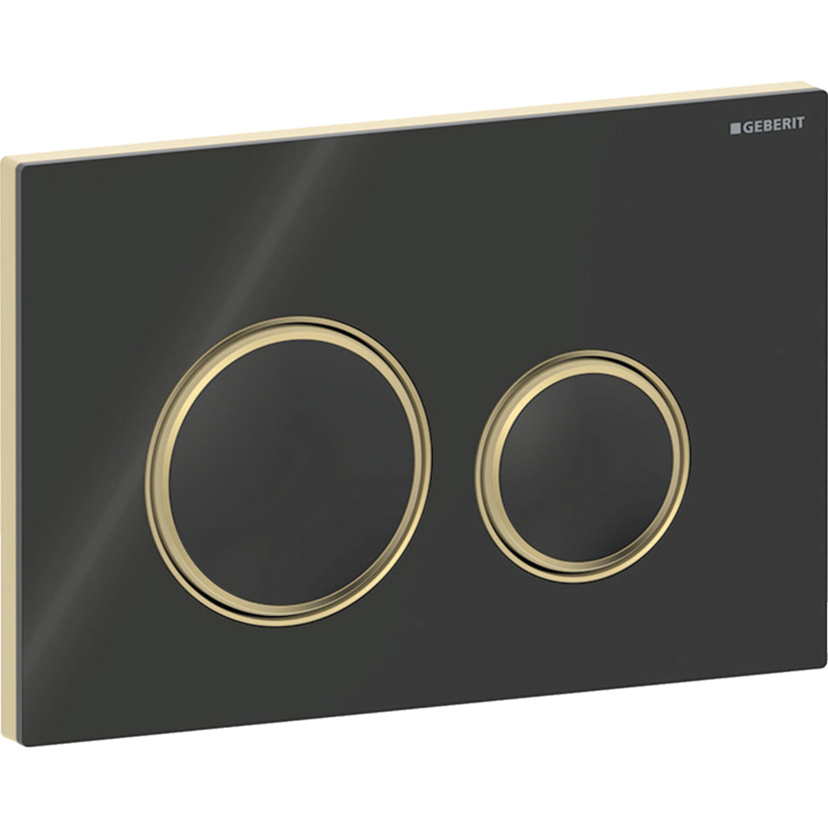 Geberit Sigma50 Betätigungsplatte, rund, 2-Mengen-Spülung (messing gebürstet/schwarz Glas)