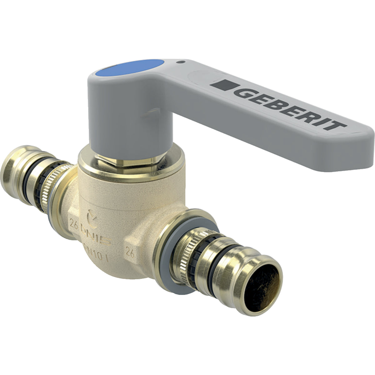 Geberit Mepla Kugelhahn mit Betätigungshebel d16 (Messing)