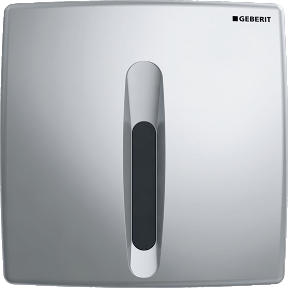 Geberit Basic Urinalsteuerung mit elektronischer Spülauslösung, Netzbetrieb, Abdeckplatte eckig aus Kunststoff (chrom matt)