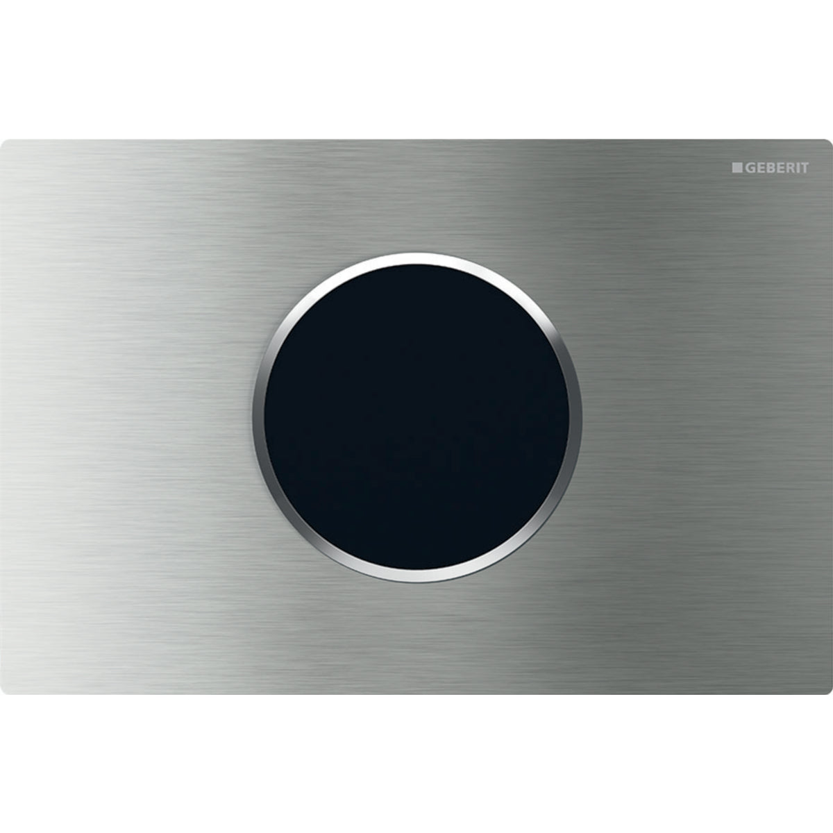 Geberit WC-Steuerung elektronisch, Netzbetrieb, mit Sigma10 Betätigungsplatte, rund, berührungslos, verschraubbar, 2-Mengen-Spülung (Edelstahl gebürstet/poliert)