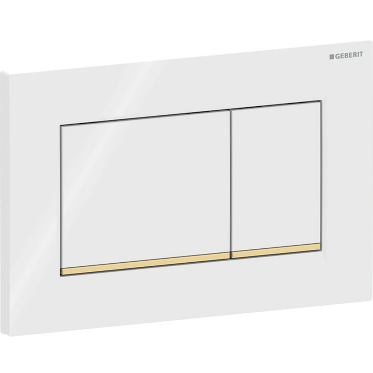 Geberit Sigma20 Betätigungsplatte, eckig, 2-Mengen-Spülung (weiß glänzend/goldfarben glänzend)