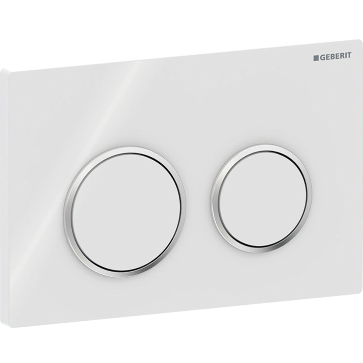 Geberit Omega20 Betätigungsplatte, rund, 2-Mengen-Spülung (weiß glänzend/chrom glänzend)