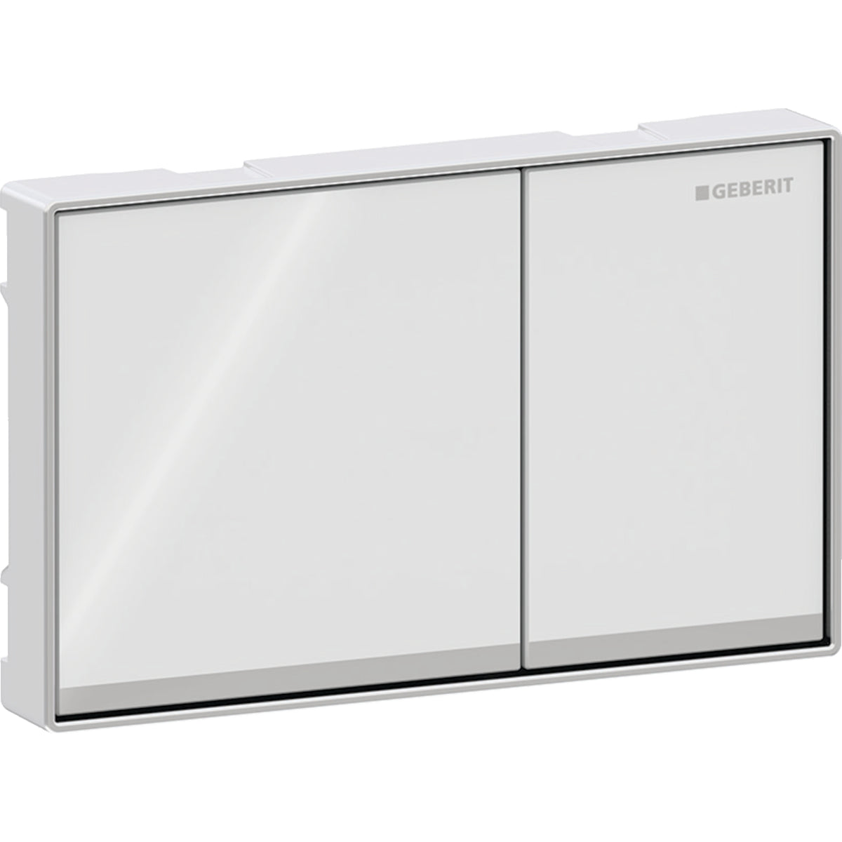 Geberit Omega60 Betätigungsplatte, eckig, 2-Mengen-Spülung, flächenbündig (weiß verspiegelt/chrom glänzend)