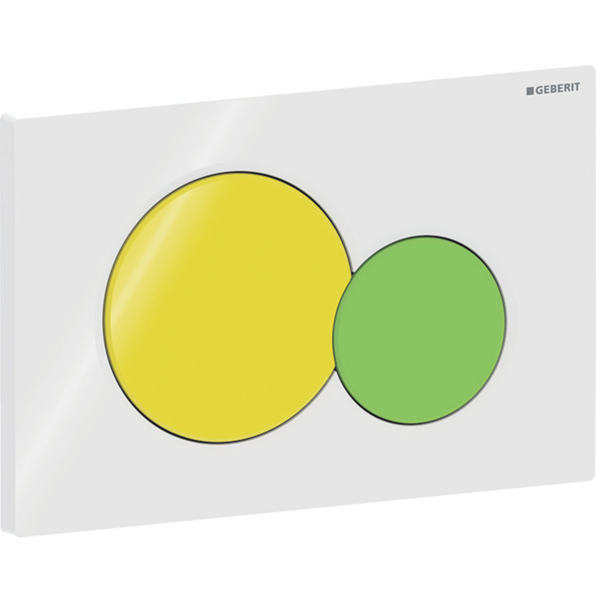 Geberit Sigma01 Betätigungsplatte, rund, 2-Mengen-Spülung, für Bambini WC (weiß glänzend/verkehrsgelb glänzend/gelbgrün glänzend)