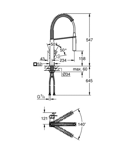 Grohe Eurocube Einhand-Spültischbatterie 31395 mit Profibrause (supersteel)