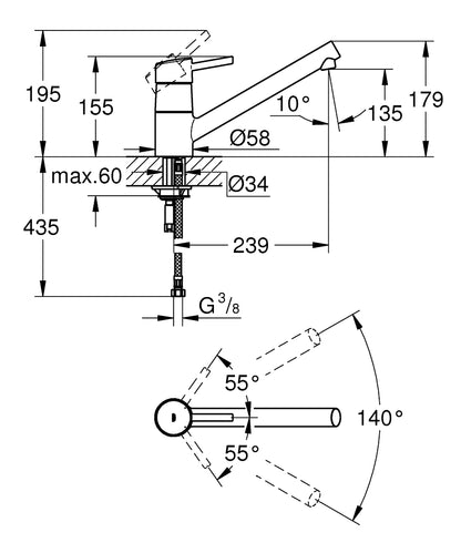 Grohe Concetto Einhand-Spültischbatterie 32659, flacher Auslauf (chrom)