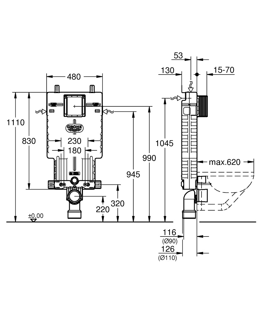 Grohe Uniset WC-Element 38643 mit Spülkasten GD 2