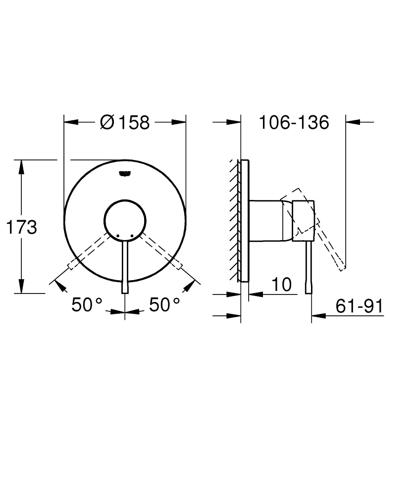 Grohe Essence Einhand-Brausebatterie 24168, Fertigmontageset für Rapido SmartBox (warm sunset gebürstet)