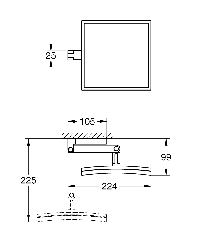 Grohe Selection Cube Kosmetikspiegel 40808, Wandmontage, 3-fache Vergrößerung (chrom)
