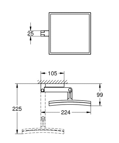 Grohe Selection Cube Kosmetikspiegel 40808, Wandmontage, 3-fache Vergrößerung (chrom)