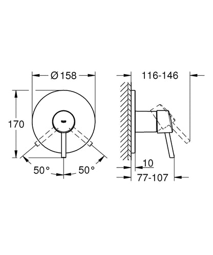 Grohe Concetto Einhand-Brausebatterie 24053, Fertigmontageset für Rapido SmartBox (chrom)