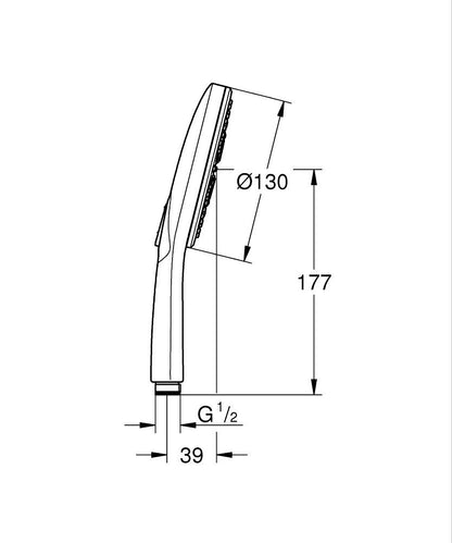 GROHE Rainshower SmartActive 130 Handbrause 26574, 3 Strahlarten, 8,5 l/min (moon white/chrom)