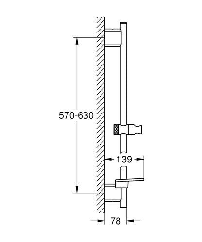 Grohe Rainshower SmartActive Brausestange 26602, 600 mm, mit Ablage (cool sunrise gebürstet)