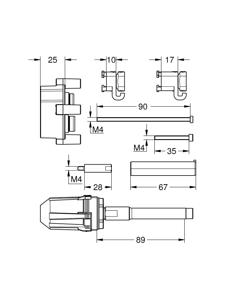 GROHE Universal-Verlängerungsset 14056, 25 mm, für Rapido SmartBox