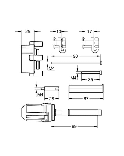 GROHE Universal-Verlängerungsset 14056, 25 mm, für Rapido SmartBox