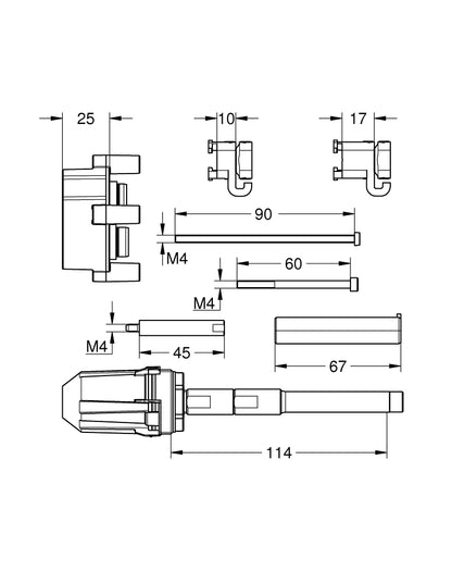Grohe Universal-Verlängerungsset 14057, 50 mm, für Rapido SmartBox