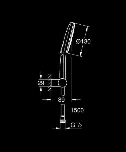 Grohe Rainshower SmartActive 130 Wandhalterset 26580, 3 Strahlarten, 8,5 l/min (chrom)