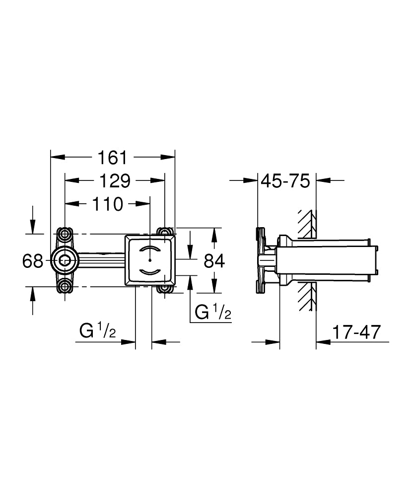 Grohe Einhand-Unterputz-Universal-Einbaukörper 23200002 für 2-Loch-Waschtischbatterien, mit Dichtmanschette