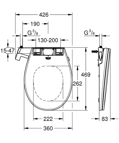 Grohe Bau Keramik Dusch-WC-Aufsatz 39648 mit WC-Sitz und Deckel (alpinweiß)