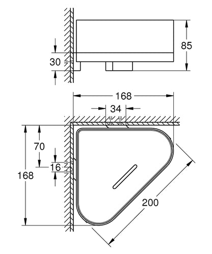 Grohe Selection Eck-Duschablage 41038 mit Halterung (warm sunset gebürstet)