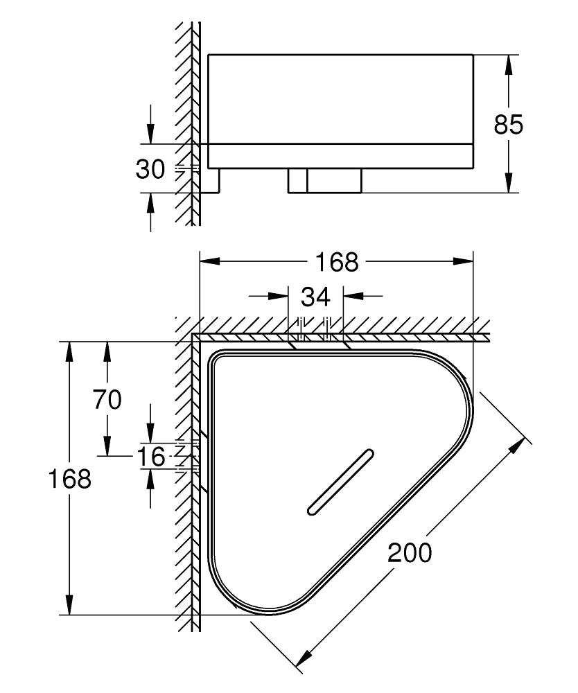 Grohe Selection Eck-Duschablage 41038 mit Halterung (hard graphite gebürstet)