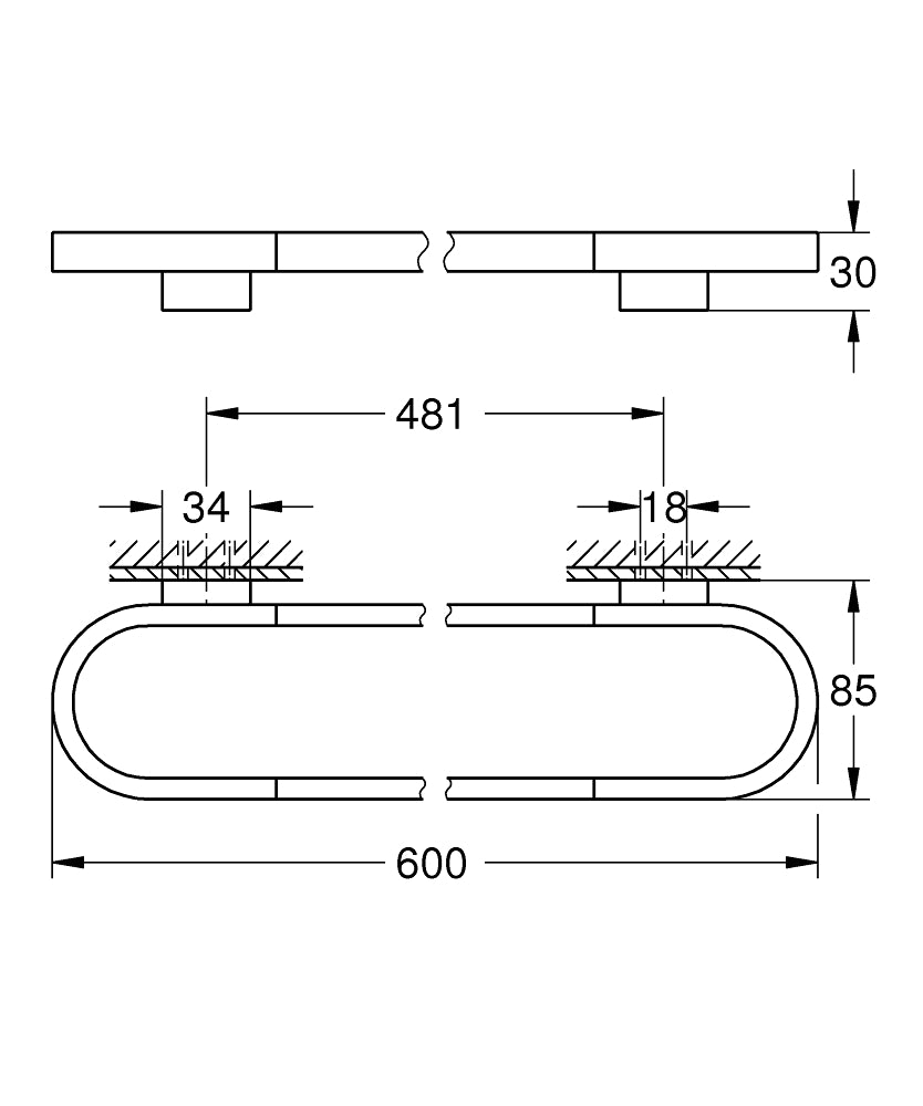 Grohe Selection Badetuchhalter 41056, 600 mm (hard graphite gebürstet)