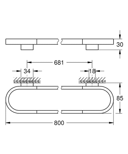 Grohe Selection Badetuchhalter 41058, 800 mm (cool sunrise gebürstet)