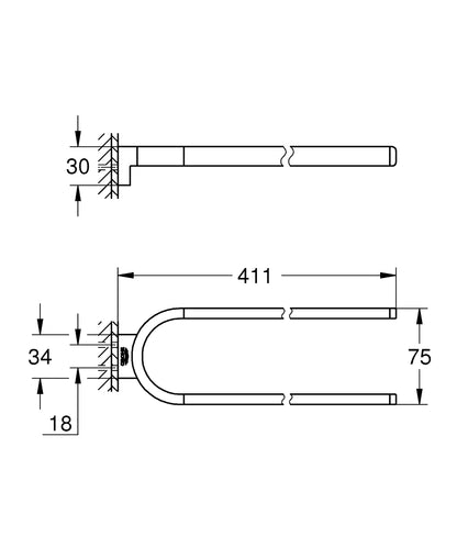 Grohe Selection Handtuchhalter 41059, 2-armig, nicht schwenkbar (cool sunrise)