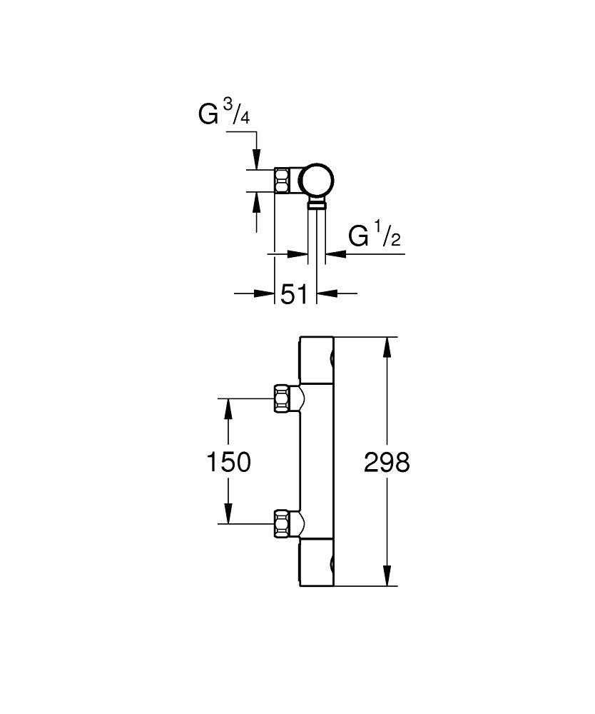 Grohe Grohtherm 800 Cosmopolitan Thermostat-Brausebatterie 34767, Wandmontage, ohne Anschlüsse (chrom)