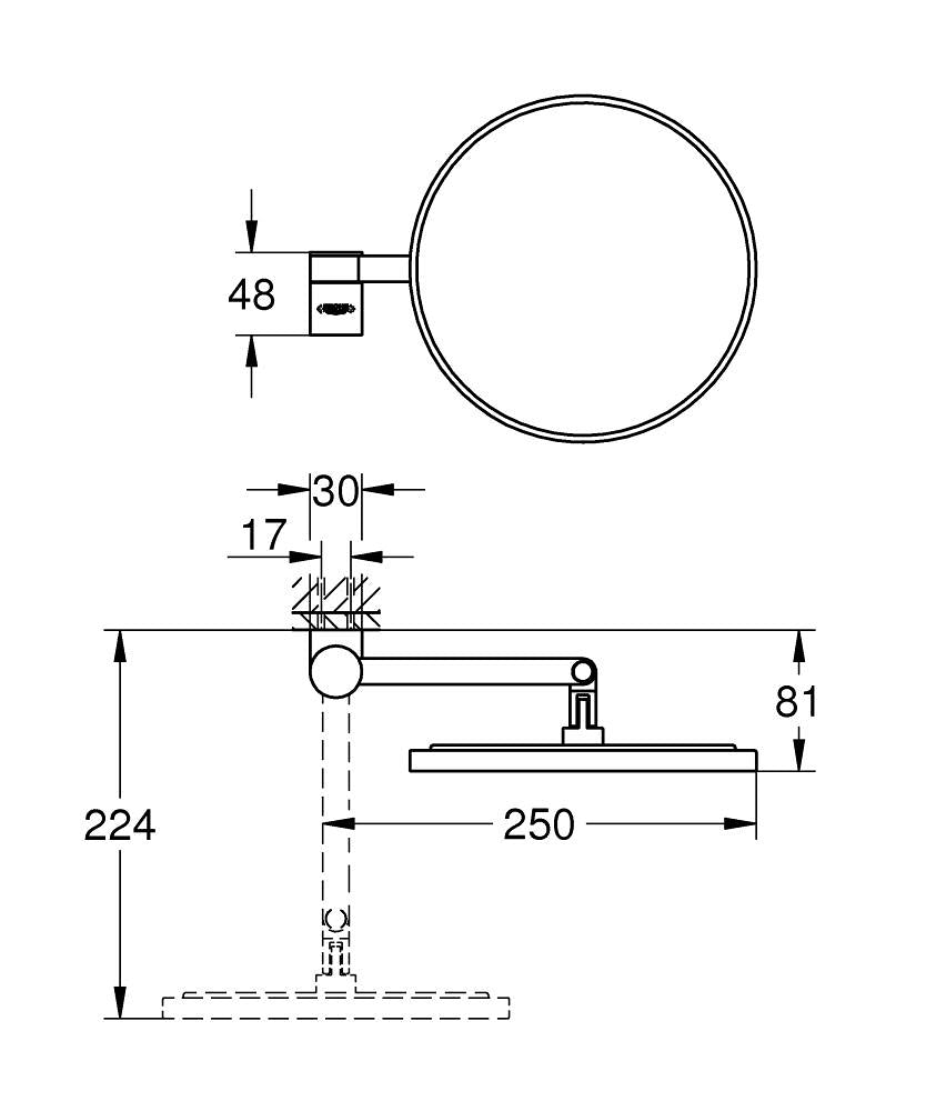 Grohe Selection Kosmetikspiegel 41077, 7-fache Vergrößerung (chrom)