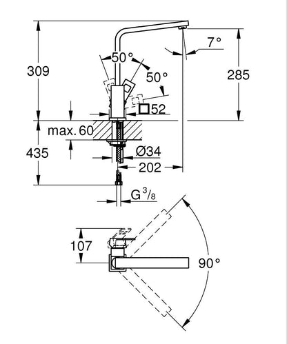 Grohe Eurocube Einhand-Spültischbatterie 31255 mit schwenkbarem Gussauslauf (supersteel)