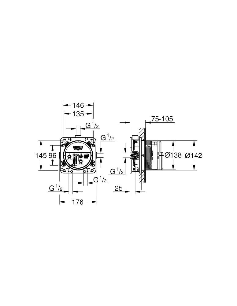 GROHE Universal Unterputz-Einbaukörper Rapido SmartBox 35604 DN 15 3 Abgänge