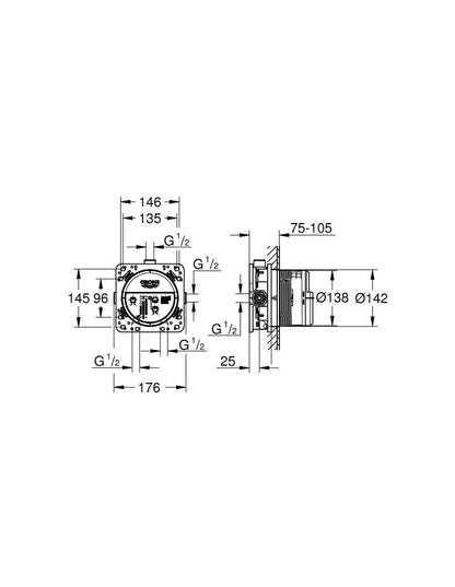 GROHE Universal Unterputz-Einbaukörper Rapido SmartBox 35604 DN 15 3 Abgänge