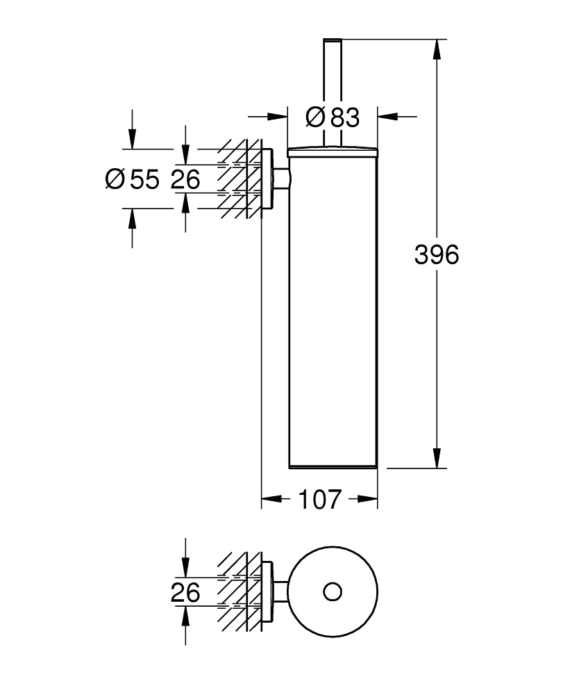 Grohe Essentials Toilettenbürstengarnitur 40696, Wandmontage (hard graphite gebürstet)
