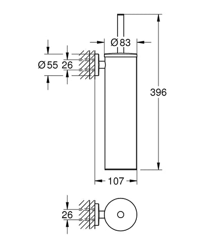 Grohe Essentials Toilettenbürstengarnitur 40696, Wandmontage (supersteel)