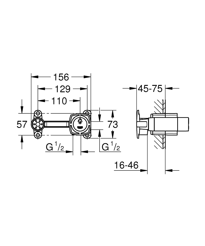 Grohe Einhand-Unterputz-Universal-Einbaukörper 23319 für 2-Loch-Waschtischbatterien