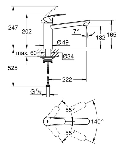Grohe Eurosmart Einhand-Spültischbatterie 30463, mittelhoher Auslauf (matt black)