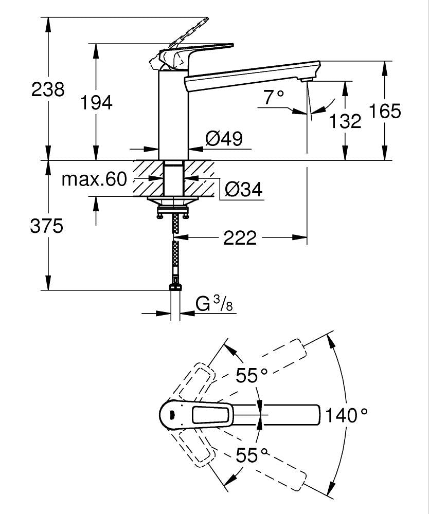 Grohe BauLoop Einhand-Spültischbatterie 31706, mittelhoher Auslauf (chrom)