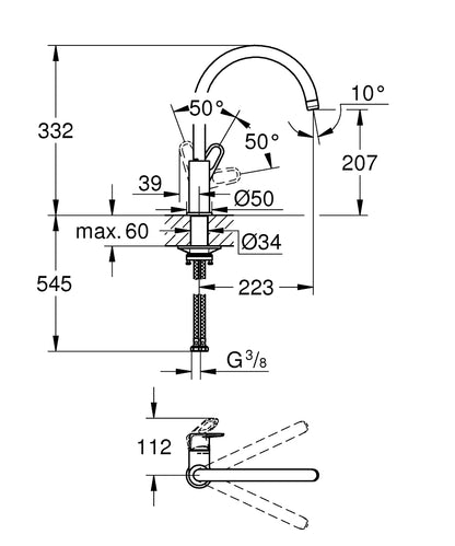 Grohe BauFlow Einhand-Spültischbatterie 31538, hoher Auslauf (chrom)