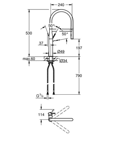 Grohe Essence Einhand-Spültischbatterie 30503 mit Profibrause (phantom black)