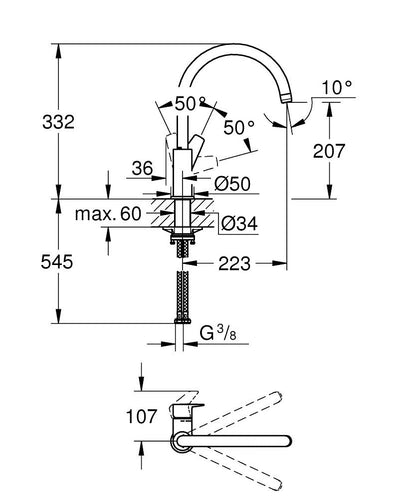GROHE Einhand-Spültischbatterie BauEdge 31367_1 hoher Auslauf chrom
