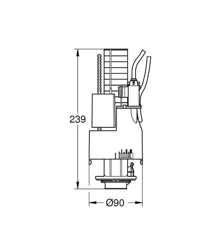 Grohe 2-Mengen Ablaufventil 42774 für Wandeinbau-Spülkästen 6l/3l