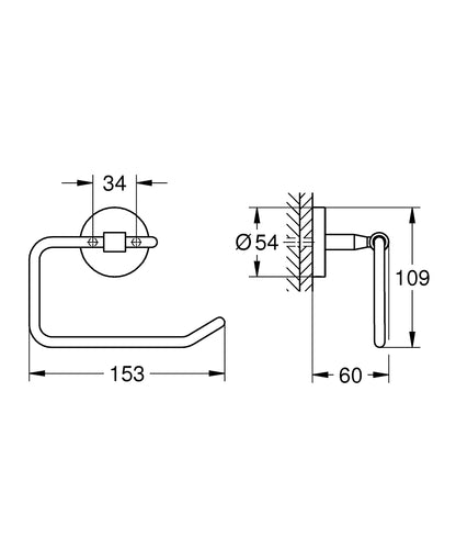 GROHE BauCosmopolitan WC-Papierhalter ohne Deckel (chrom)