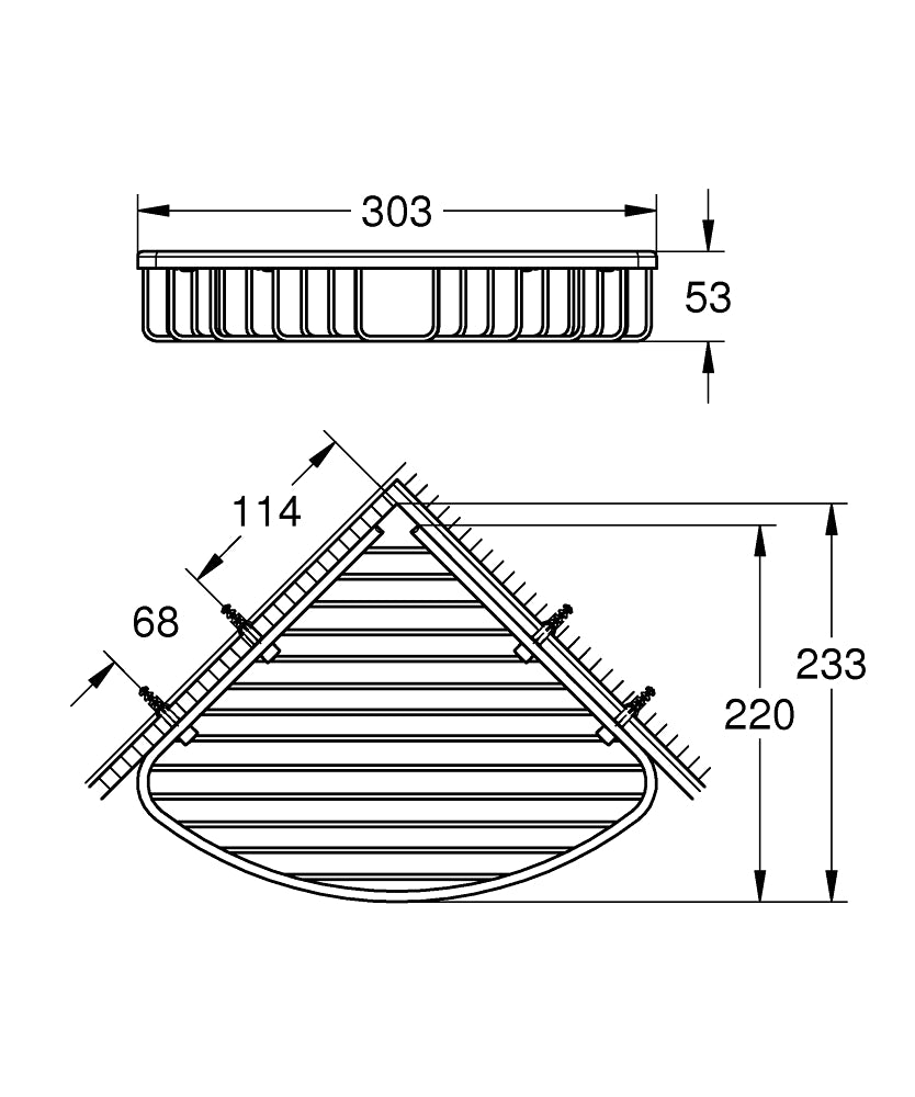 GROHE BauCosmopolitan Ablagekorb 40663, groß, für Eckmontage (chrom)