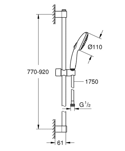 GROHE Tempesta 110 Brausestangenset 27796, 900 mm, 3 Strahlarten, 13,5 l/min (chrom)
