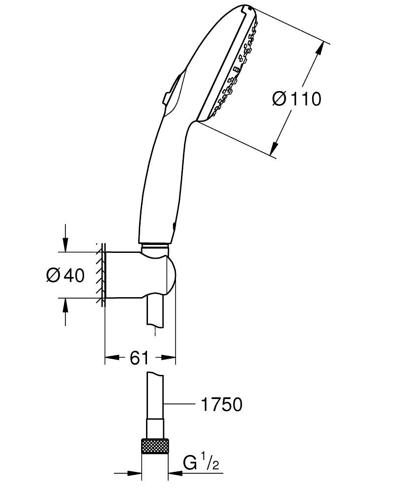 GROHE Tempesta 110 Wandhalterset 27849, 3 Strahlarten, 13,5 l/min (chrom)