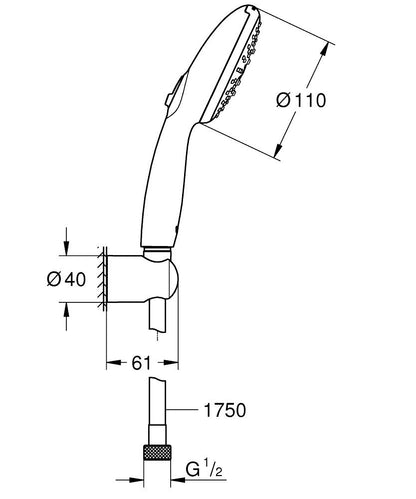 GROHE Tempesta 110 Wandhalterset 27849, 3 Strahlarten, 13,5 l/min (chrom)