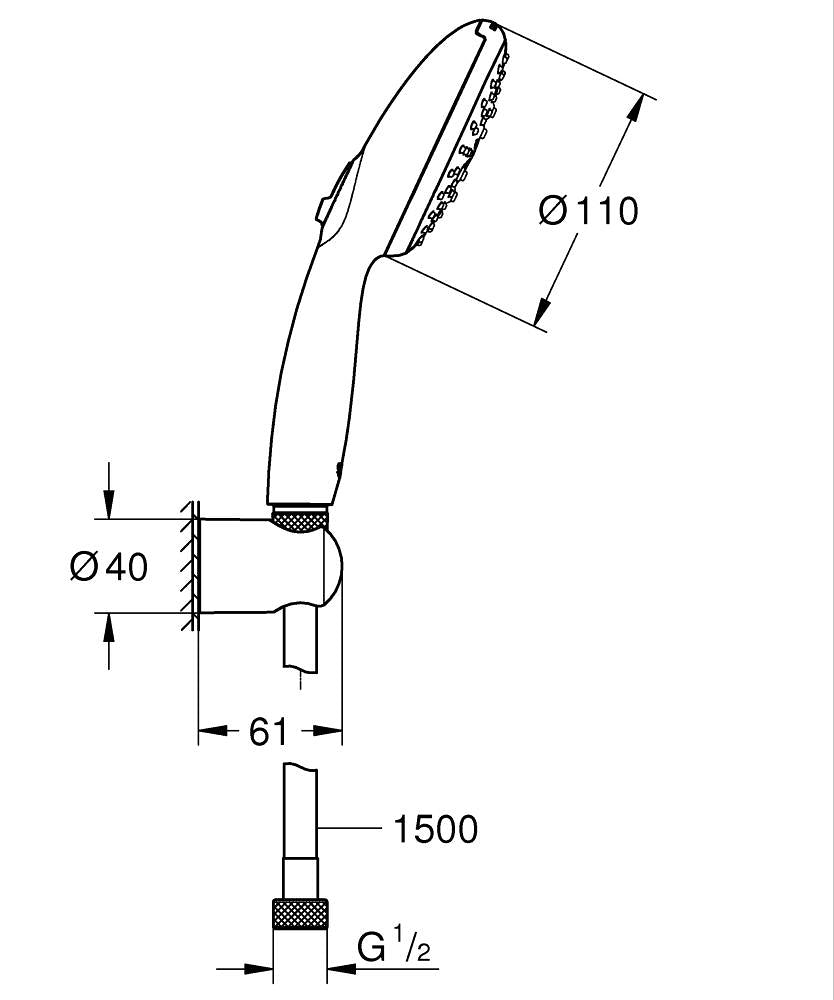 GROHE Tempesta 110 Wandhalterset 3 Strahlarten 7,4 l/min (chrom)