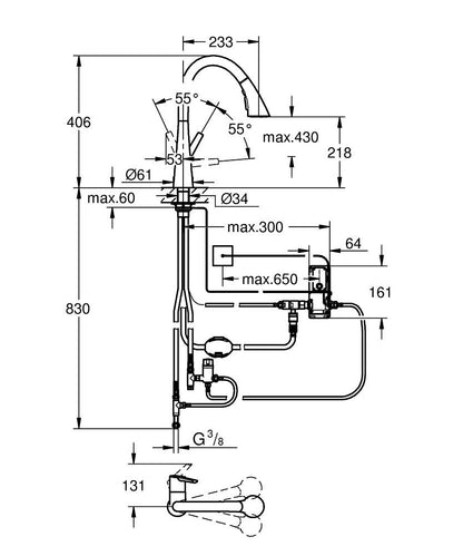 Grohe Zedra Touch Elektronische Einhand-Spültischbatterie 30219 mit herausziehbarer 3-Strahl-Spülbrause (chrom)