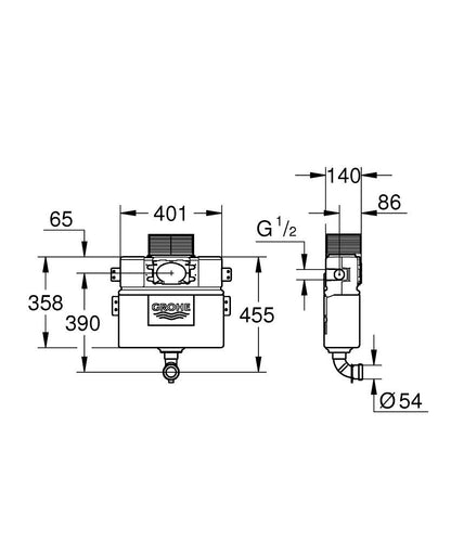 Grohe WC-Wandeinbau-Spülkasten 38422, 0,82 m Bauhöhe, 6-9 l